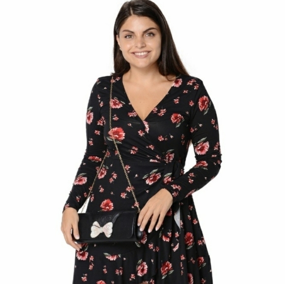 Black Satin Evening Bag Aurora Borealis Rhinestone - Picture 7 of 9